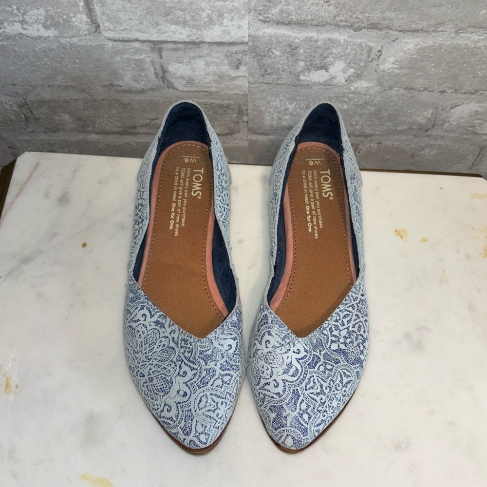 Toms Blue Patterned Flats